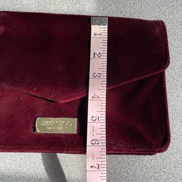 Jimmy Choo Perfume Burgundy Red Velvet Crossbody Bag - Picture 10 of 11